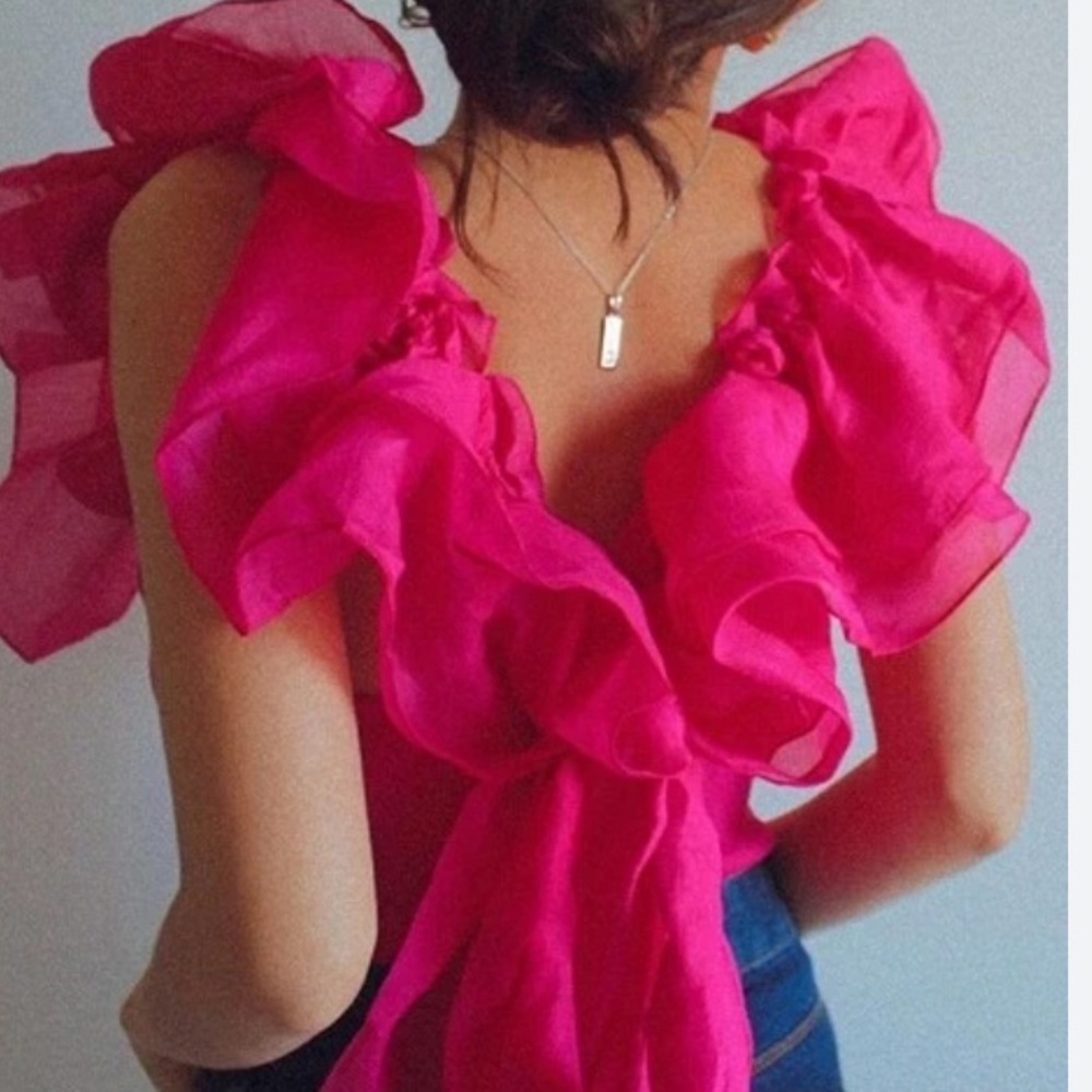 Source Unknown Pink Ruffle Blouse - Picture 13 of 14